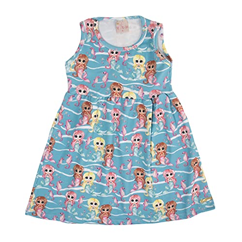 Kit 3 Vestidos Infantil Roupa Viés Lateral Meninas Algodão Desenho do tecido:Liso/Sortido;Tamanho:4