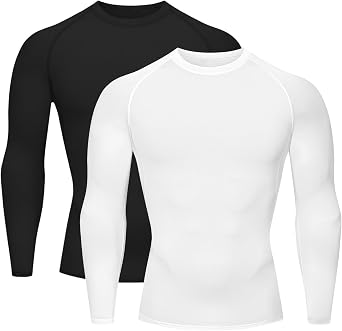 HYCOPROT Compression Shirts for Men Athletic Long Sleeve Base Layer Mens Workout Rash Guard Shirt Sports T-Shirt Undershirt