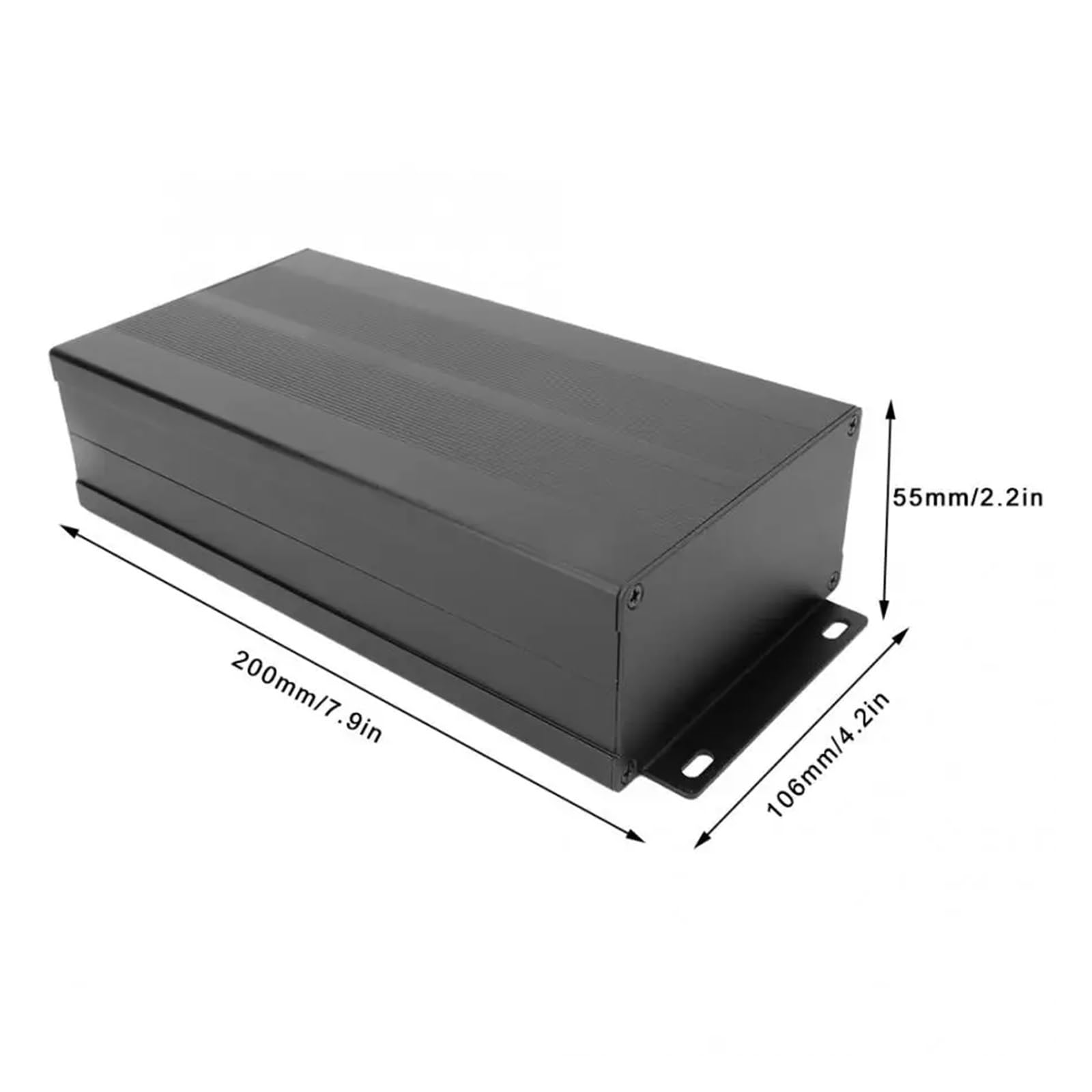 Aluminium-Anschlussdose, Abzweigdose, schwarzes Metallgehäuse, elektronisches Gehäuse, Leiterplatte, Projektinstrument, Verstärkergehäuse, 556 x 200 mm (sandschwarz)