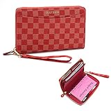 JUSTSHIK Cash Envelope Wallet budgeting system with 12 budget envelopes，PU Leather Budget Wallet en