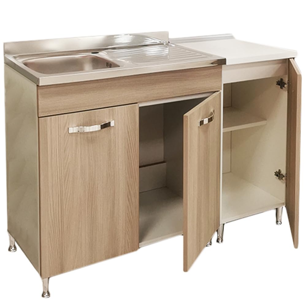 Sottolavello Cucina Componibile REDÒKASA 120 Cm - Made In Italy, 3 Ante, Legno, Con O Senza Lavello - Foto 11