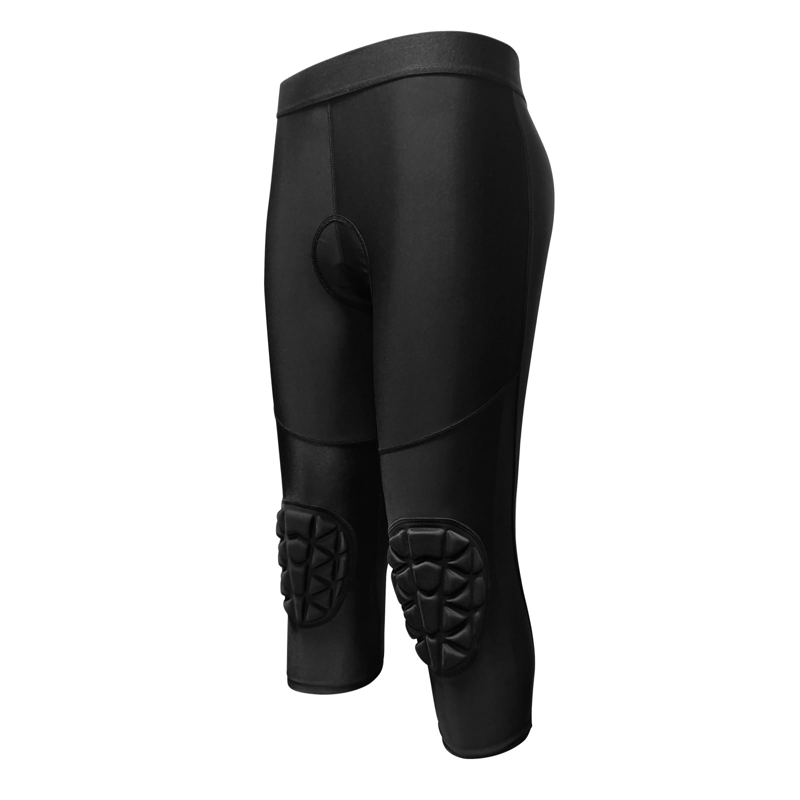 Topeter Pantalones de ciclismo acolchados 3D para jóvenes, leggings capri con rodilleras, mallas cortas de compresión para bicicleta