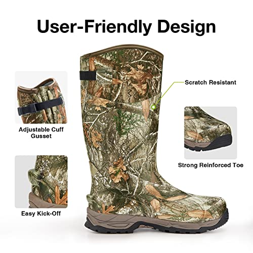 Tidewe Rubber Hunting Boots, Waterproof Insulated Realtree Edge Camo Warm Rubber Boots With 7Mm Neoprene, Durable Outdoor Hunting Boots For Men (Size 11) #TOP3