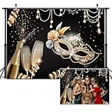 Dudaacvt 7x5ft Masquerade Party Backdrops Retro Gold Black Mask Carnival Birthday Photography Backdrop Fiesta Mardi Gras Dance Photo Background