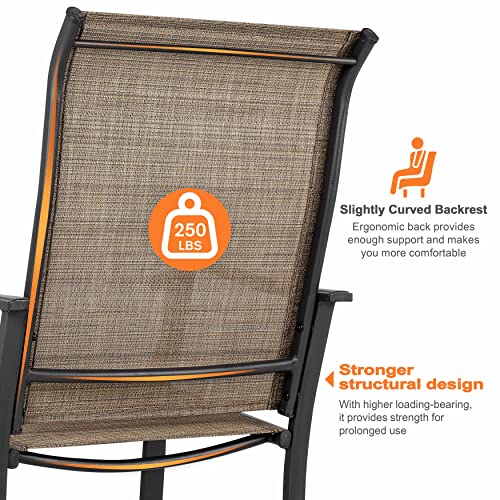 Nuu Garden 5 Piece Patio Dining Set Outdoor Table And Chairs Set For Garden Patio Backyard, 4 Textilene Dining Chairs And 1 Iron Patio Table With Umbrella Hole, Black With Gold Speckles And Brown #TOP2