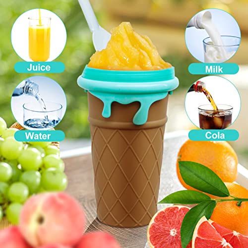 Foto von Honnesserry Slushy Maker Magic Squeeze Cup, Quick Frozen Slush Maschine, Amüsant Smoothie Becher Slushy Cup für Machen Milchshake, Leckeres Slush Eis（Braun）