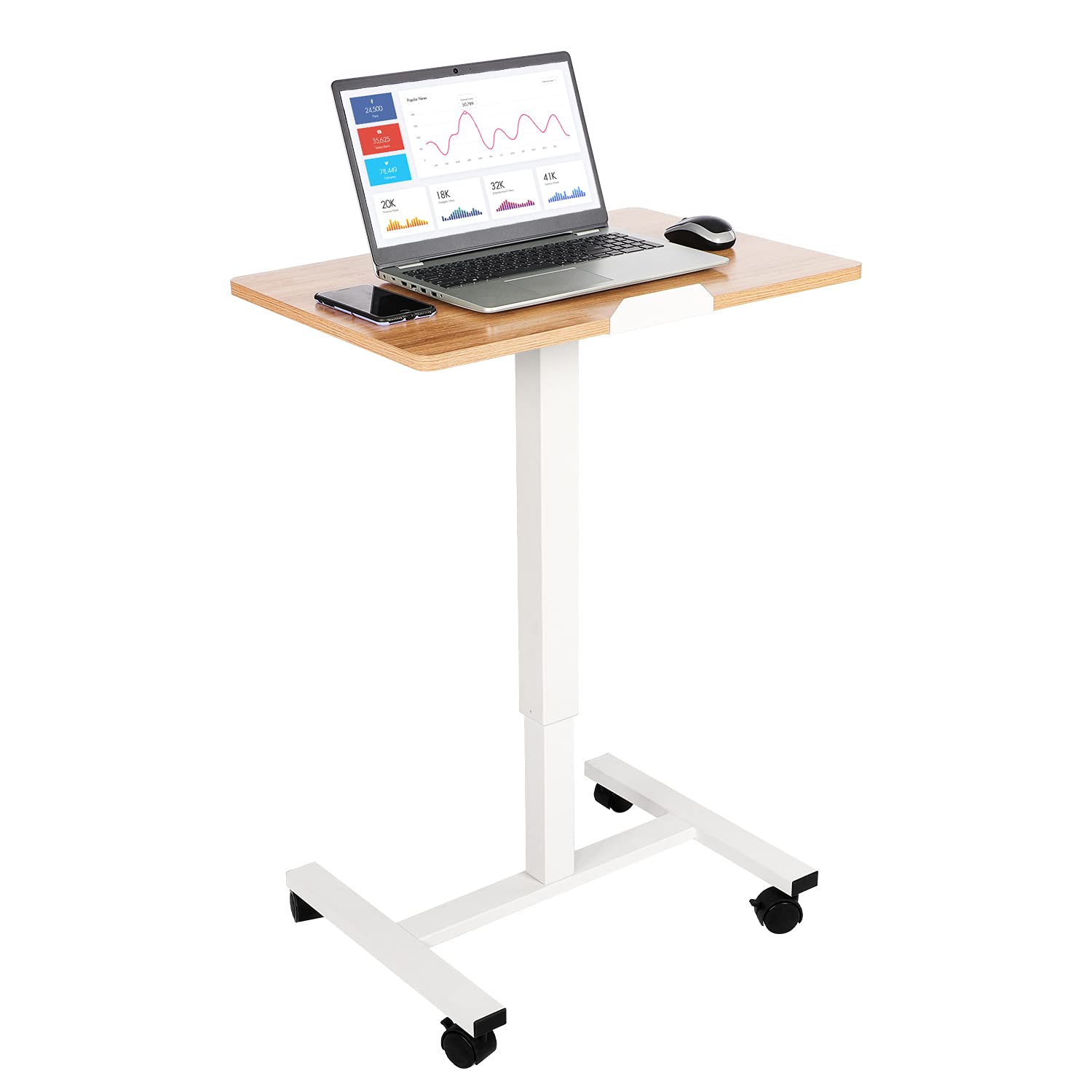 Height Adjustable Standing Desk with Tilting Desk Top,Mobile Standing