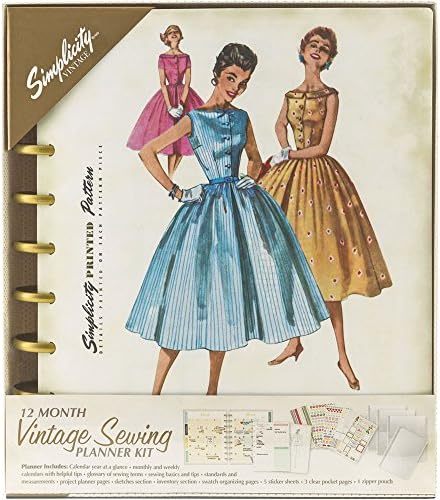 Simplicity Vintage Fashion Sewing 12 Month Planner, 232 Pages, 8.6'' x 9.5''