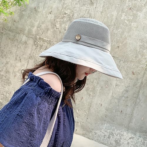 Summer Mesh Sun Hats for Women UV Protection Wide Brim Packable Beach Bucket Hat - Image 6