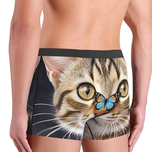 Cute Kitten Butterfly Mens Underwear Boxer Briefs With Contour Pouch Soft Stretch Boxer Briefs Breathable Boxers 6