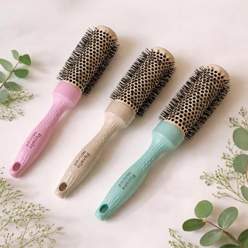 PONETTE NATURAL - Cepillo Térmico Redondo ECO de Aluminio con Revestimiento Cerámico de 34mm de Diámetro Verde Turquesa, Fabricado con Fibra Natural de Trigo, 100% Reciclable, Marca Española - imagen 9