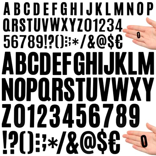 Image of Qilery 32 Sheets 1 Inch and 2 Inch Letter and Number Stickers Self Adhesive Vinyl Letters Alphabet Stickers Big Font Letters Number Tags for School Classroom Home Mailbox Decor (Black)