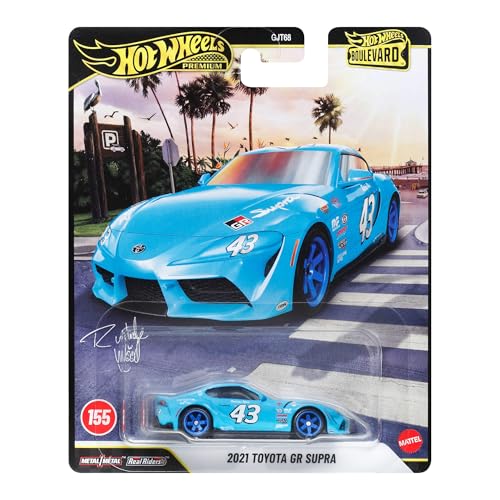 Image of Hot Wheels 2021 Toyota GR Supra Boulevard Vehicle, 1 Premium 1:64 Scale Sports Car, Full Metal Body Construction & Real Riders Tires, Toy for Collectors & Car Enthusiasts