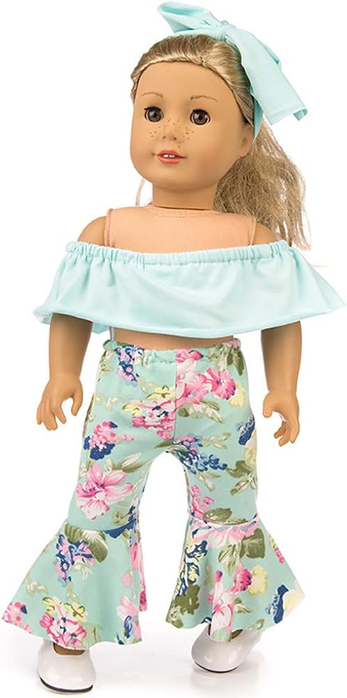 Lavany 3pcs Doll Clothes Set Off Shoulder Tops Pants for 18 Inch Doll