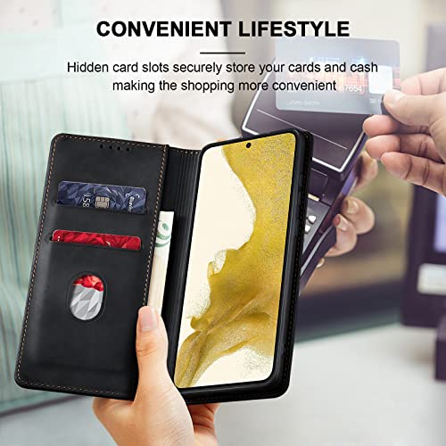 Image of Jasonyu Flip Wallet Case for Samsung Galaxy S22 Plus /S22+,Black