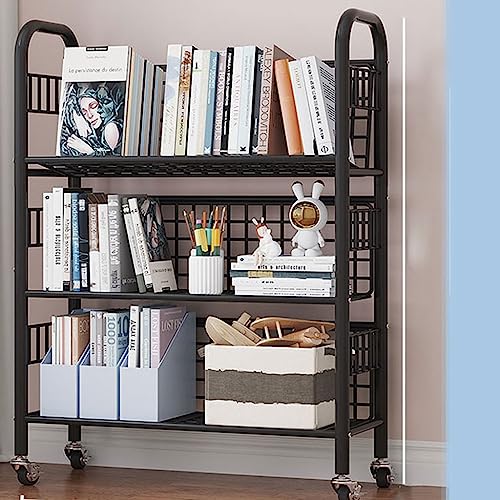 360° Rotating Bookshelf &amp; Rolling Cart - Versatile Storage Solution for Home, Office, Kitchen Organization, Space-Saving Design, Stylish &amp; Functional Storage Unit