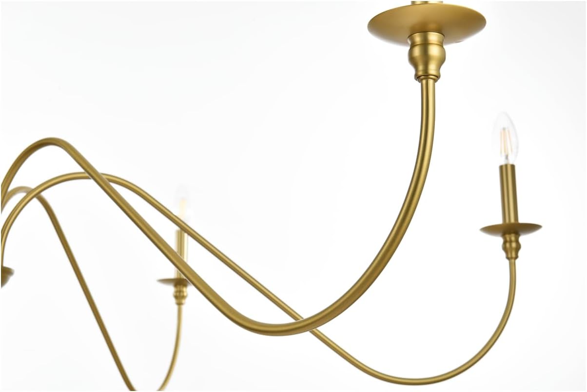 Rohan 54" 6-Light Transitional Metal Chandelier in Satin Gold