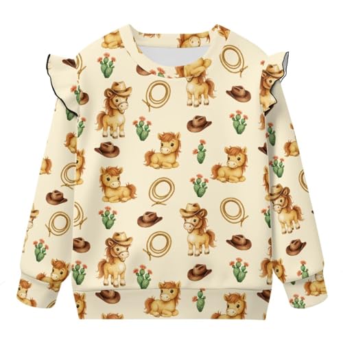 Chandails en molleton bébé fille avec hauts à volants manches longues pour automne
