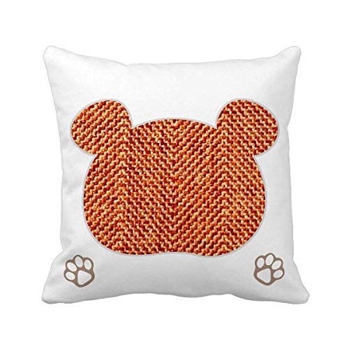 Housse de coussin en lin marron motif ours résistant pour protéger et embellir vos sièges - 2