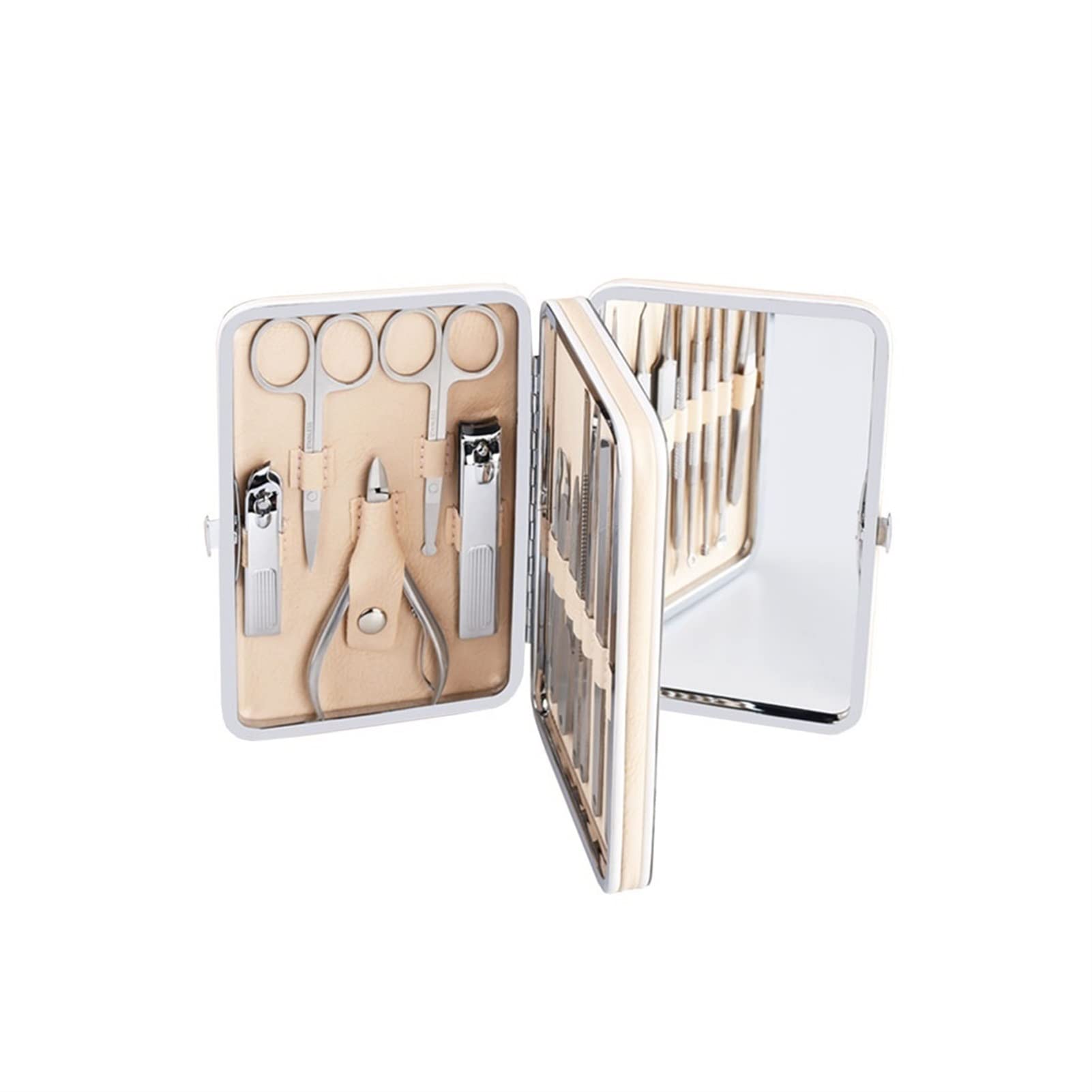 Ensemble de coupe-ongles en acier inoxydable Ensemble de pédicure professionnel Ensemble de beauté des ongles avec étui en cuir portable Étui en cuir avec miroir (ensemble de 20 pièces) (Couleur : 2)