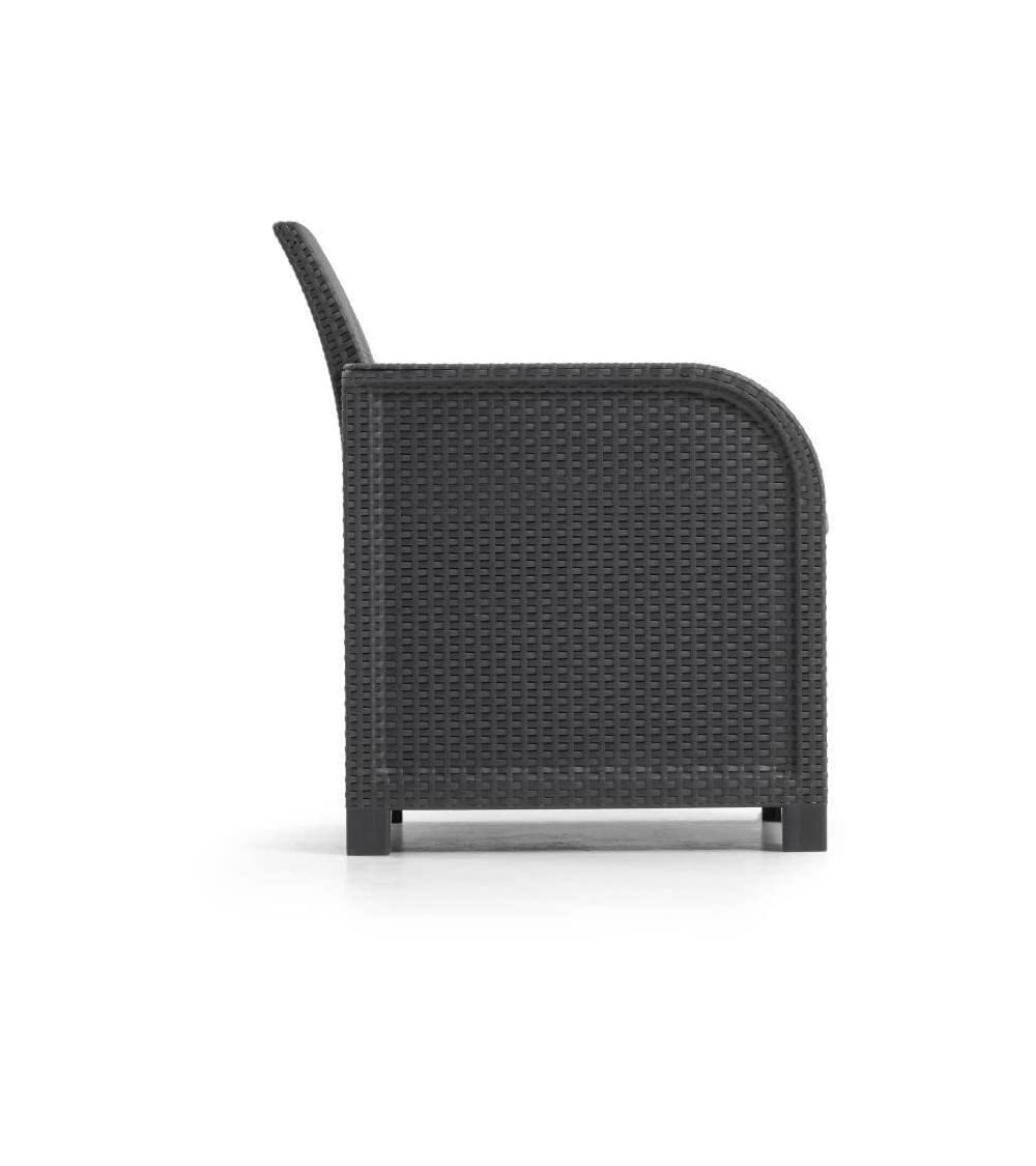 Fauteuil Sanremo - Imitation rotin tressé - Gris Graphite