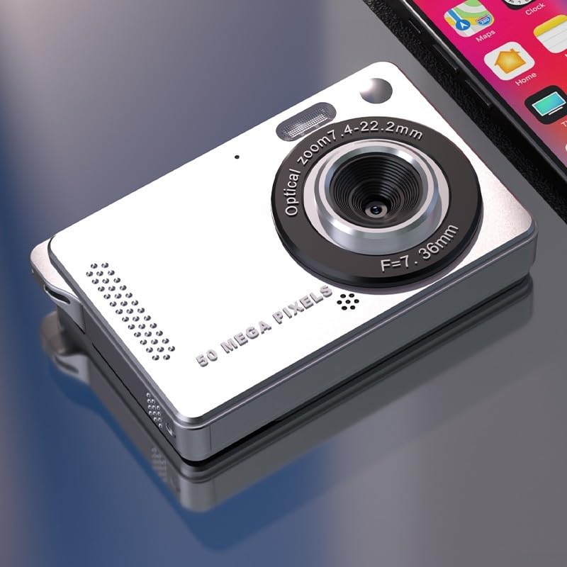 4K Digital Camera, 50MP Portable Vlogging Camera With 16X Zoom, 2.8" LCD CCD Sensor, Vintage Point-Shoot Camera For Students Photography Travel(White)