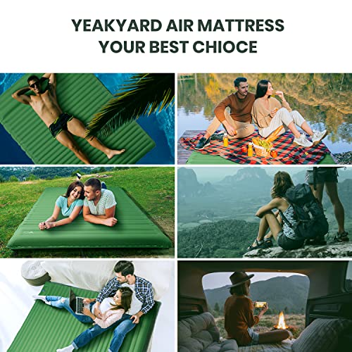 Yeakyard Double Sleeping Pad For Camping, Extra Thick 4" Camping Pad 2 Person With Pillow, Built-In Foot Pump Inflatable Mattress, Sleeping Mat For Backpacking, Hiking, Portable Camping Pad #TOP5