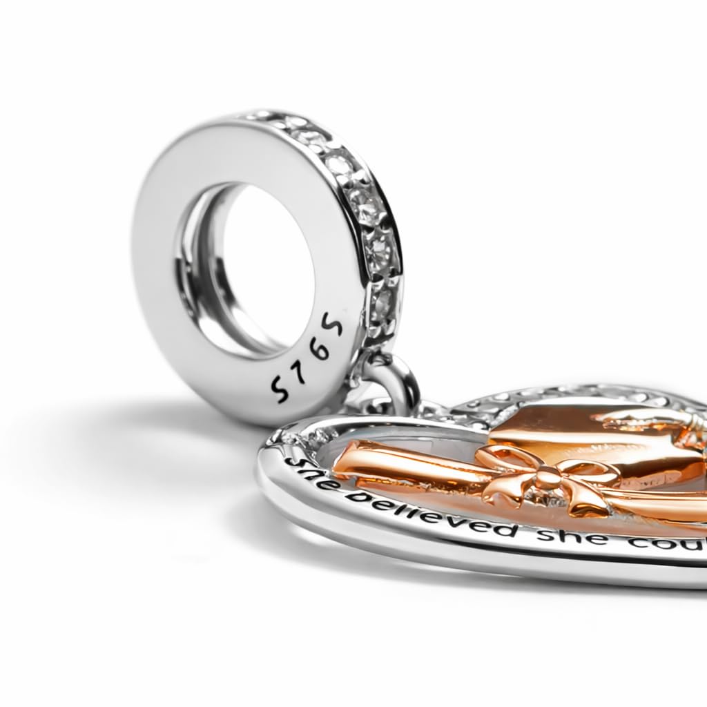 Charm Laurea Compatibile Tutte Marche Pendente Diploma Gufo Pergamena Cappello Libro Cuore Stella Compleanno Anniversario Ciondoli Originale Bead Argento
