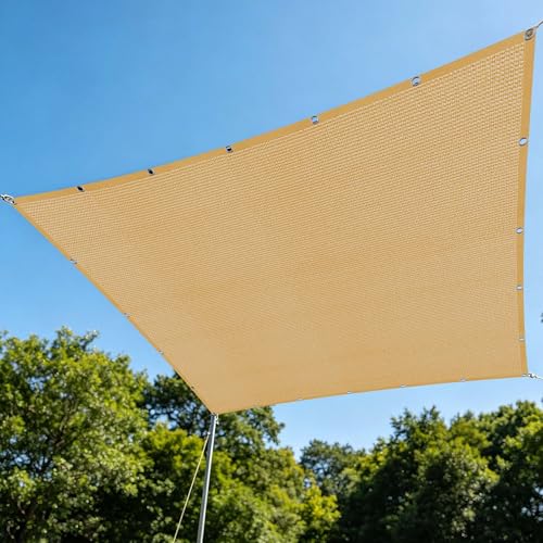 Red de Sombra 2.8 x 5 m Protección UV Cool Area Toldo Vela de Sombra Transpirable Ligera Permeable Al Aire per Esterno, Serra, Balcone, Giardino, Amarillo Arena