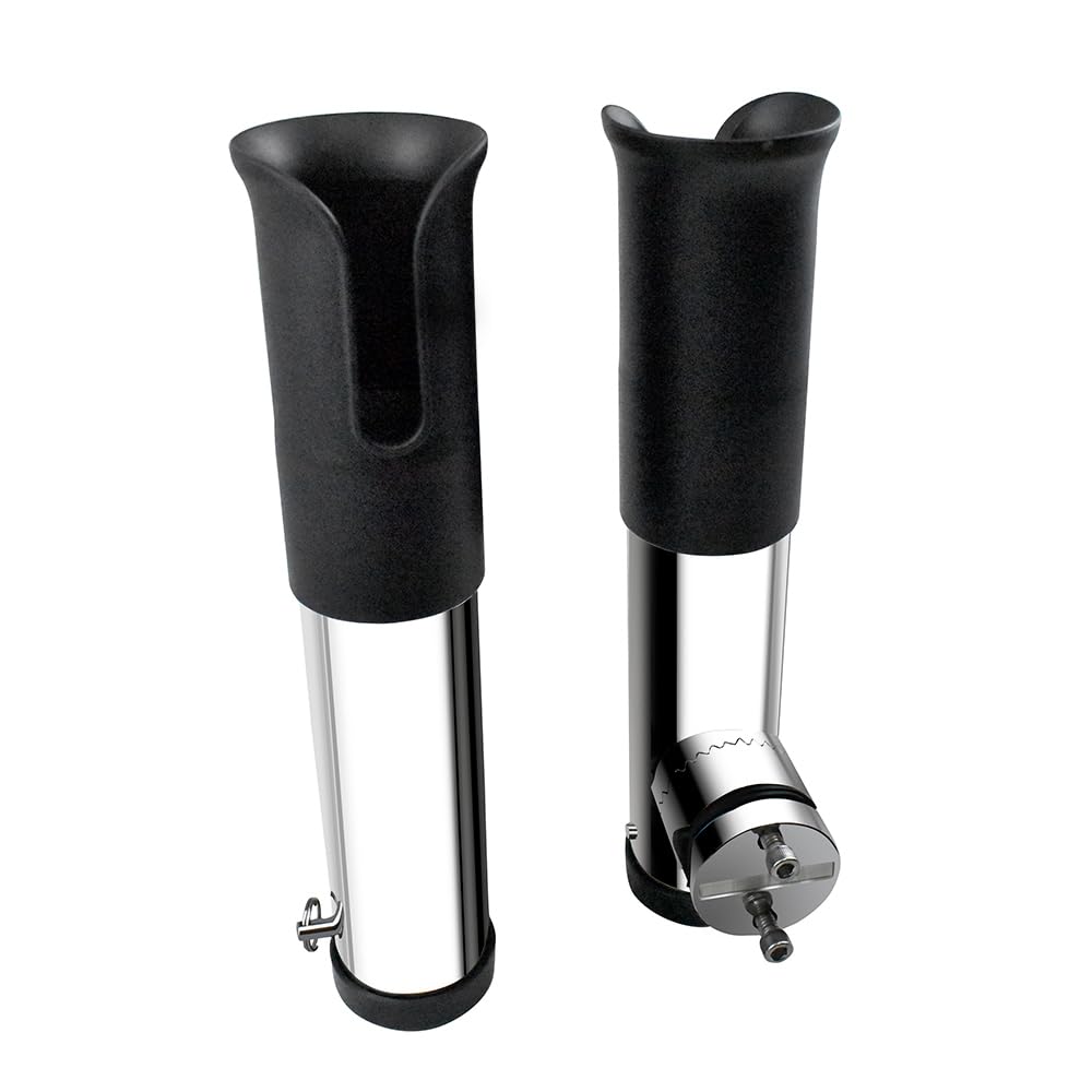 Photo 1 of Mojiate Made 2Pcs Stainless Clamp on Fishing Rod Holder, 316 Stainless Tournament Style Clamp on Fishing Rod Holder, Portable Fishing Pod Rack (Black)