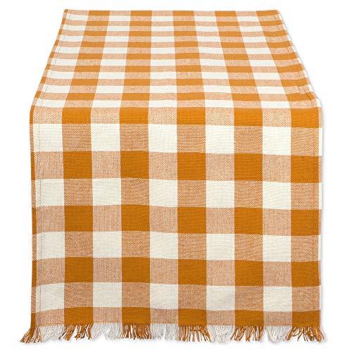 DII Fringed Check Tabletop, Table Runner, 14x...
