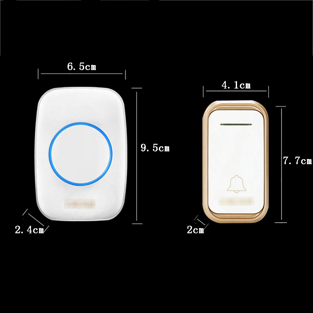 Sonnette de Porte sans Fil enfichable, Sonnette Intelligente étanche Longue Distance avec 38 Tons, portée de 300 m/1 000 pi, 3 Niveaux de Volume, 1(2