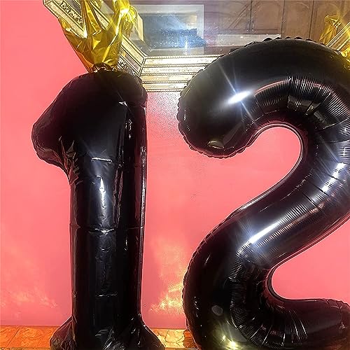 Image of Crown Black 1 Balloon Number for Girls 1st Birthday Party, 40 Inch Large Number Foil Helium Balloons 0-9, for Boys 25st Birthday Party Baby Shower Anniversary Party Decoration Supplies