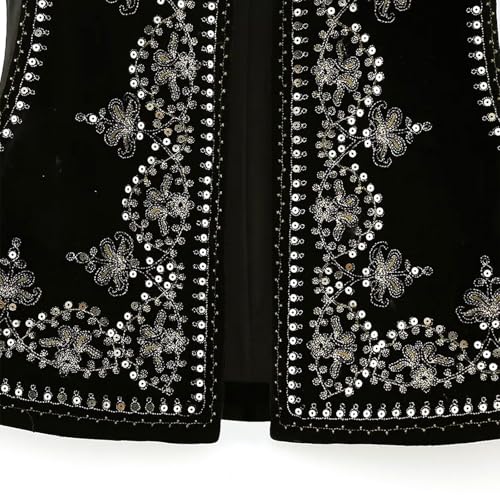 Image of Women Vintage Floral Embroidered Vest Y2K Sleeveless Open Front Cardigan Boho Linen Cropped Waistcoat