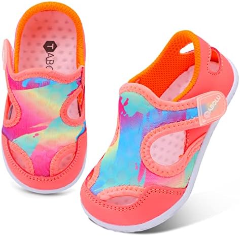 Lisdwde Kids Water Shoes Boys & Girls Sports Aqua Athletic Sneakers Lightweight Sport Shoes Dot Orange 11-11.5 Little Kid