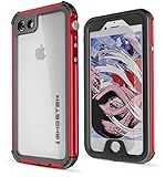 iPhone 7 / iPhone 8 Waterproof Case, Ghostek Atomic 3 Series for Apple iPhone 7/8 | Shockproof Dirtproof Dustproof Snowproof Underwater Swimming Diving Floating Aluminum Slim Fit | Red