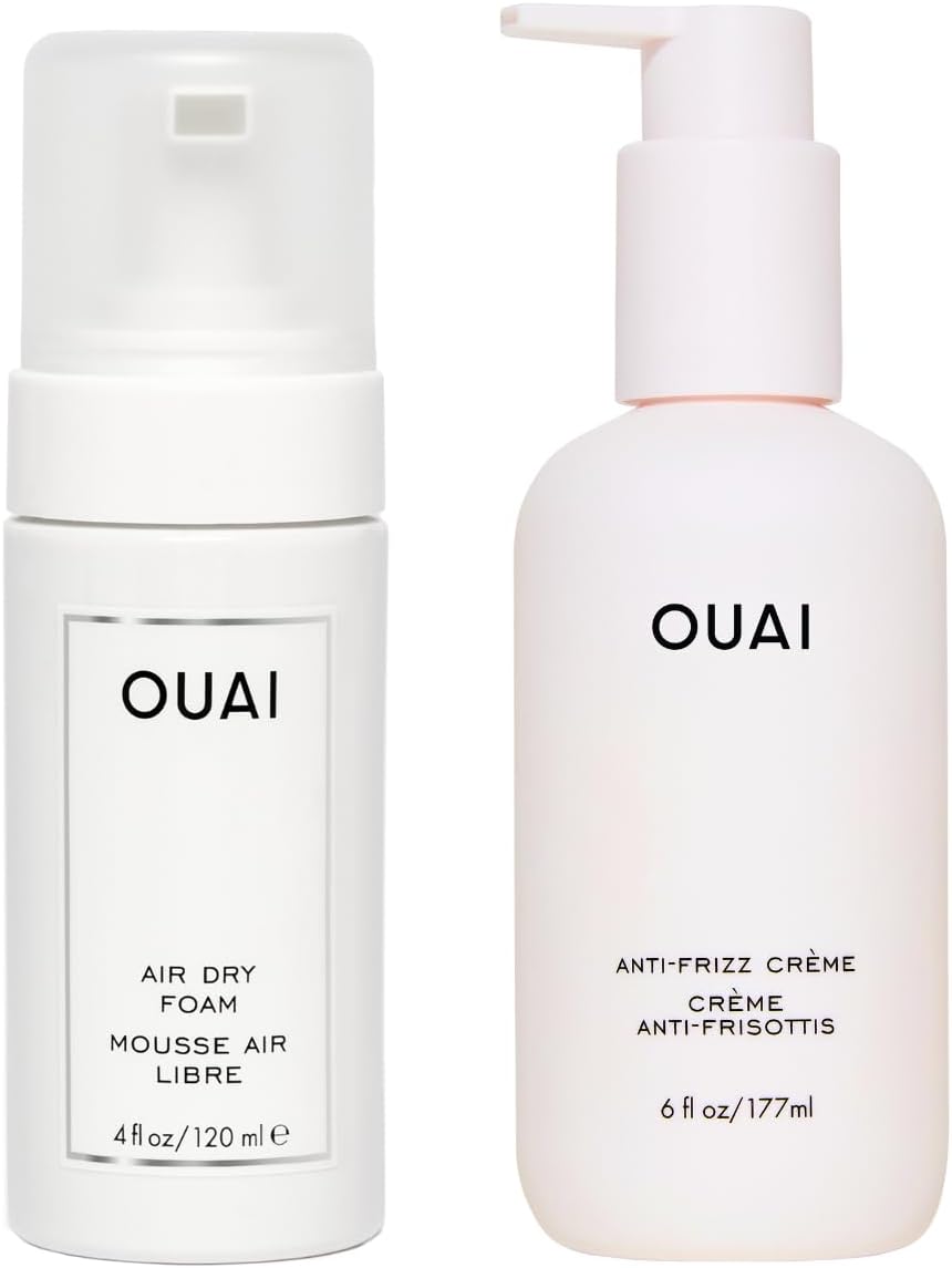 Anti Frizz Hair Styling Bundle - Includes Anti Frizz Crème + Air Dry Foam for Frizz Control (2 Count, 6 Oz/ 8 Oz)