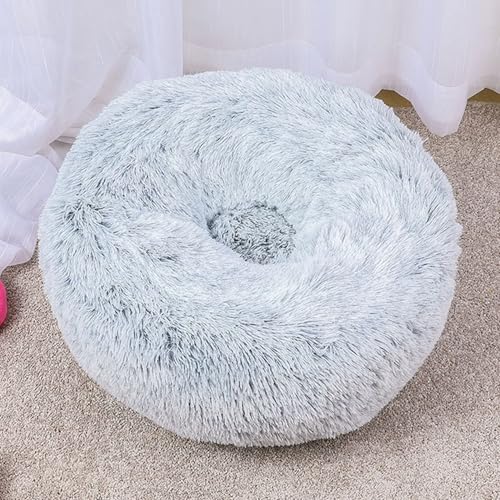 猫 ベッド 犬ベッド 丸型 ふわふわ もこもこ 高反発 猫クッション おしゃれ 暖かい すべり止め 室内用 洗える ペットベッド ペットソファー 犬 猫用 冷房対策 防寒対策 通年 グレー3 100cm