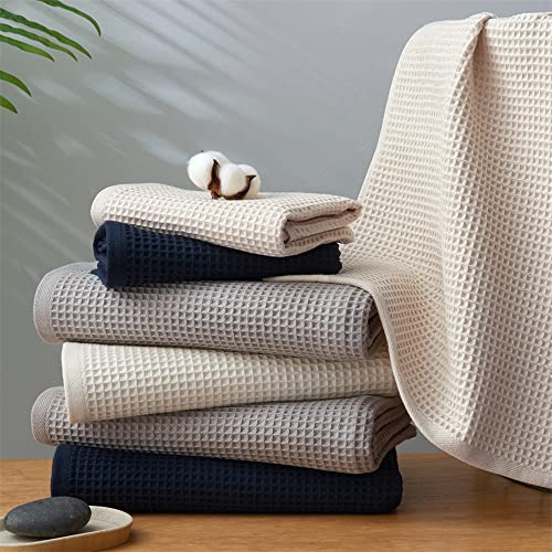 Luxury Grey Waffle Bath Towel Sets For Bathroom Gym, 3D Waffle Structure 100% Long-Staple Cotton Light Weight Bath Washcloth Hand Towel, Quick Dry Ultra Soft Highly Absorbent Travel Towel For Adult #TOP4