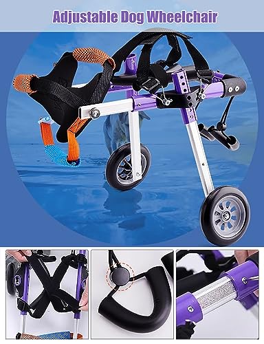 Silla de ruedas para perros con patas traseras lesionadas, carrito de aluminio ajustable 3