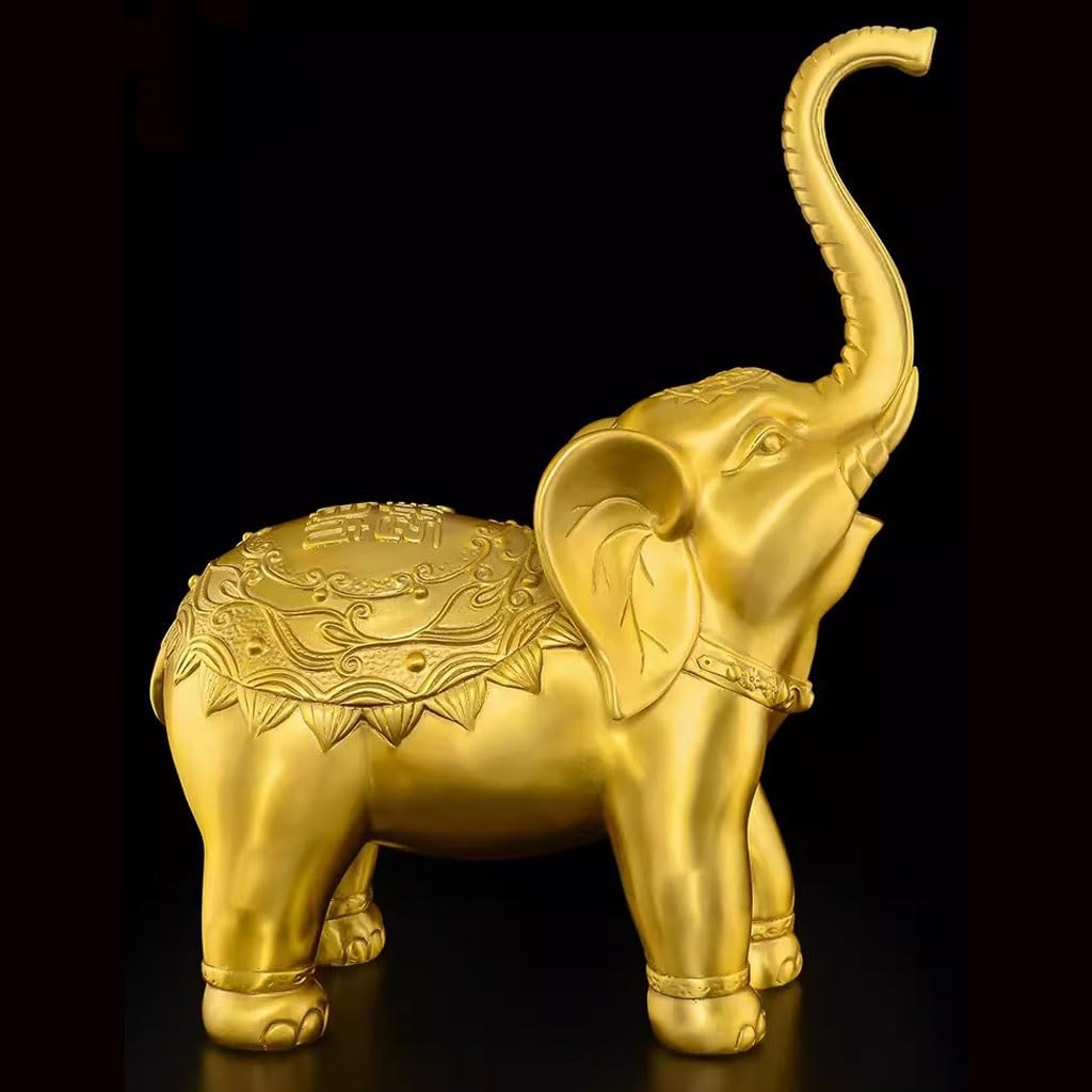 Artigianato in Rame per Ufficio, Coppia di Ornamenti in Ottone per Elefanti, Porta Portafortuna, Decorazione per Soggiorno, Scultura, Statua in Rame, Casa, Hotel, Bar