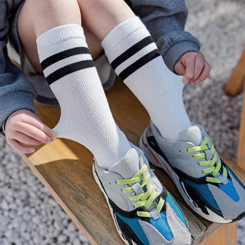 Kids Colorful Comfort Ankle Socks Two Stripes Knee High Tube Girls Socks Novelty Design Pack of 6 (3-8 Years Old)4