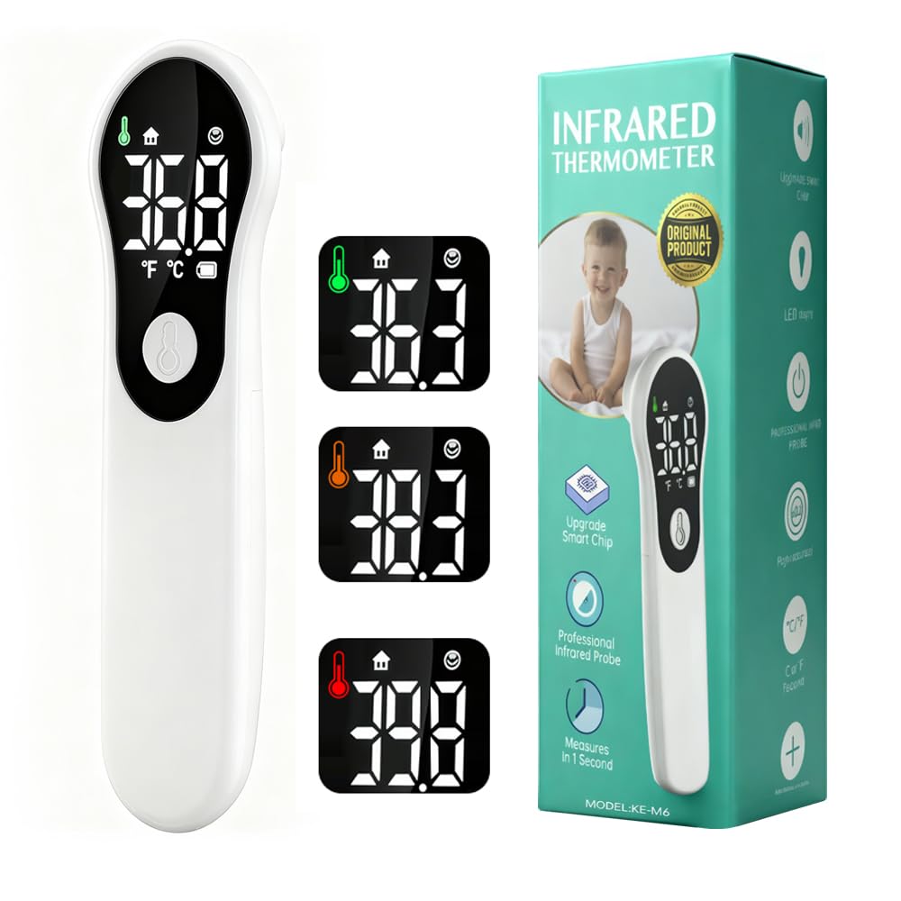 Termometro Febbre Digitale Senza Contatto, Termometro Neonato Bambini Adulti, Termometro Clinico Frontale con Allarme Febbre, Lettura Istantanea 1 Secondo, °C/°F