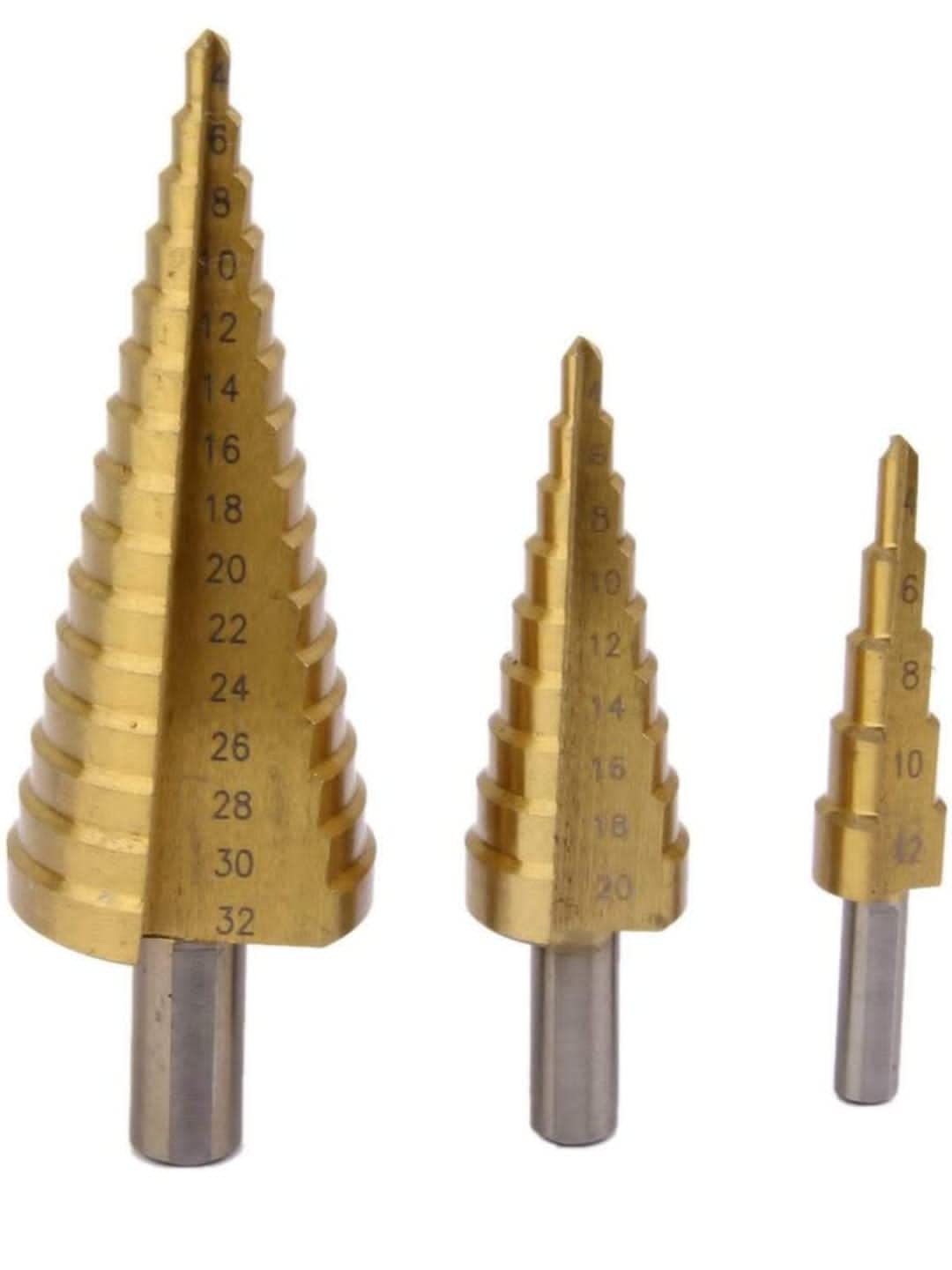 Hetkrishi HSS High Speed Steel Drill dit Set Titanium Step Drill Bit Set Drill Bit for Metal 25 mm Hex Shank Drive Kit for Woodworking- Metal Sheet, 3-12mm/4-12mm/4-20mm?3 Pcs? (3)