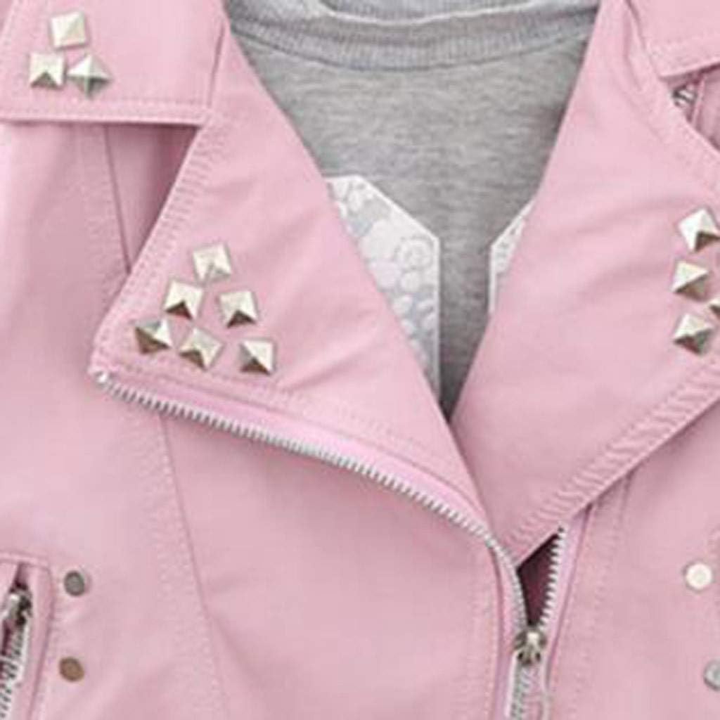 Toddler Baby Girls Boys Long Sleeve Solid Outwear Leather Coat Jacket Clothes Big Jacket for Girl (Pink, 2-3 Years)