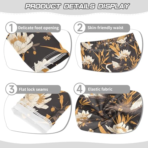 KLL Floral Motives and Cranes Cartoon Toddler Baby Girl Basic Leggings Stretch High Waisted Lounge Pants Running3