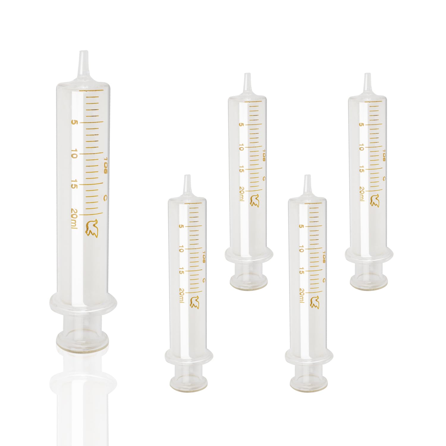 Jiaxix 5 Pack 20ml Glass Syringe With Caps for Liquid,Borosilicate Glass Syringes for Oil or Glue Applicator,No Needle