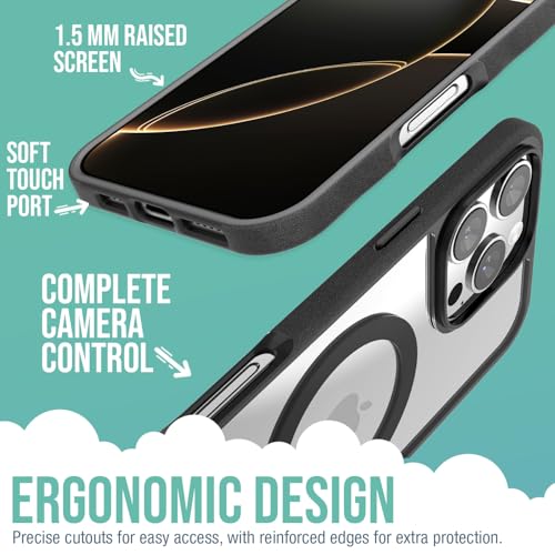 Image of Smartish iPhone 16 Pro Max Magnetic Case - Gripmunk Compatible with MagSafe [Lightweight + Protective] Slim & Thin Grip Cover with Microfiber Lining for Apple iPhone 16 Pro Max - Clearly Black