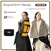 ZonLi Electric Wearable Heated Blanket, 2-in-1 Design Portable Cordless Heated Blankets Battery Operated Heated Shawl Blanket, Rechargeable Power Bank for Home, Office, Travel, Gift for Christmas