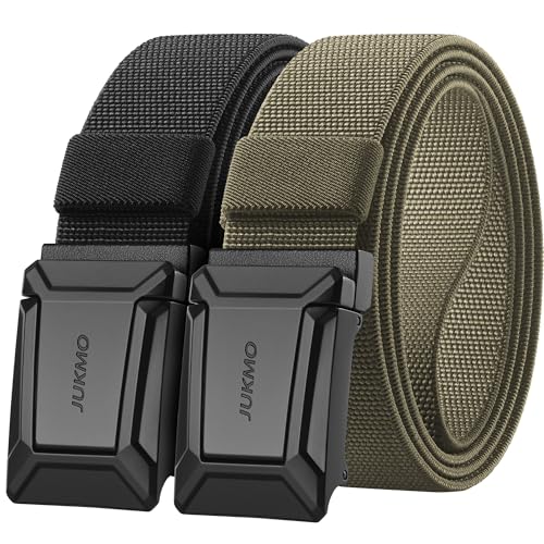 JUKMO Stretch Tactical Belt for Men,2 Pack Military Work Rigger Hiking 1.5
